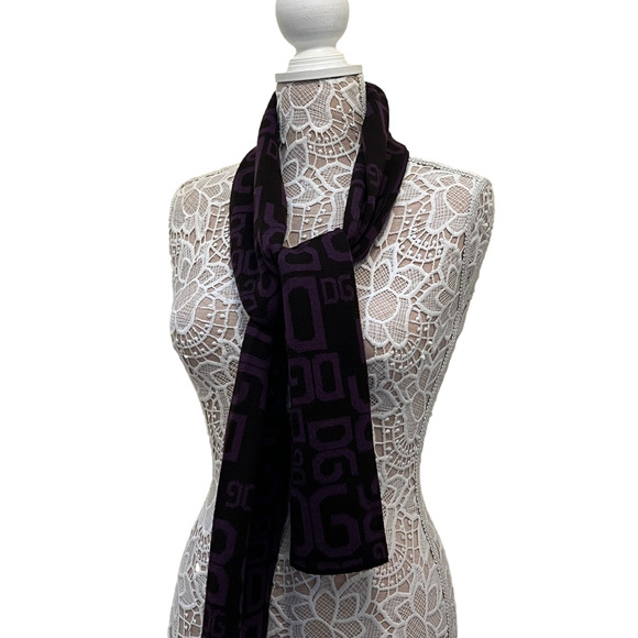 Dolce & Gabbana Black and Purple Wool Scarf EUC - Picture 8 of 8